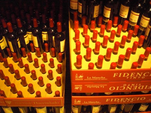 wine bottles at benidorm supermarket